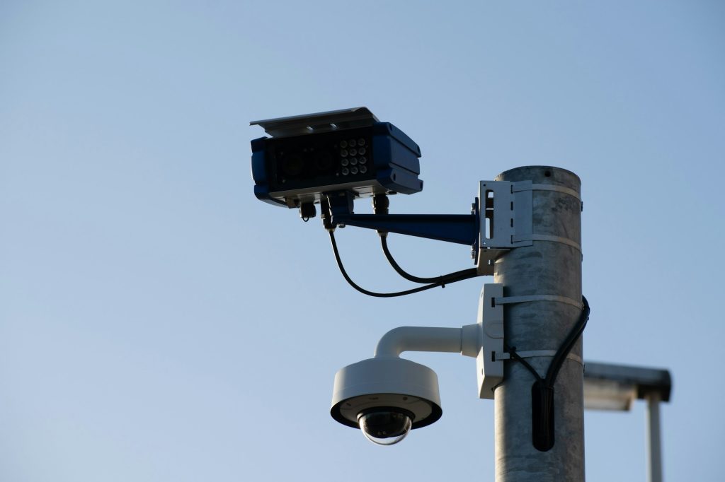Automatic number plate recognition camera and a decoy surveillance camera on a pole